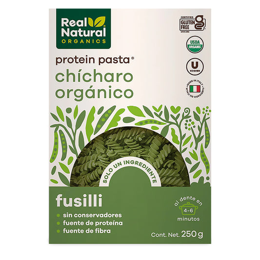Pasta Fusilli, Chícharo Orgánico, Sin Gluten, 250 g