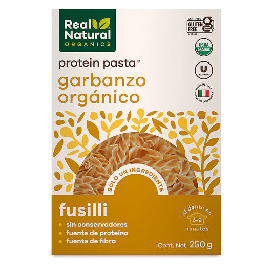 Pasta Fusilli, Garbanzo Orgánico, Sin Gluten, 250 g