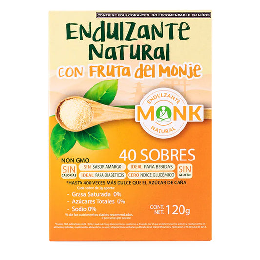 Endulzante Natural Fruta del Monje, 40 sobres