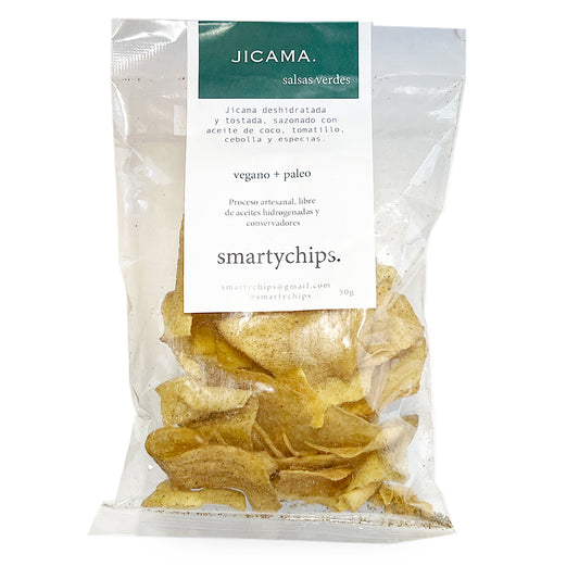 Chips de Jícama Deshidratada, Salsas Verdes, 50 g