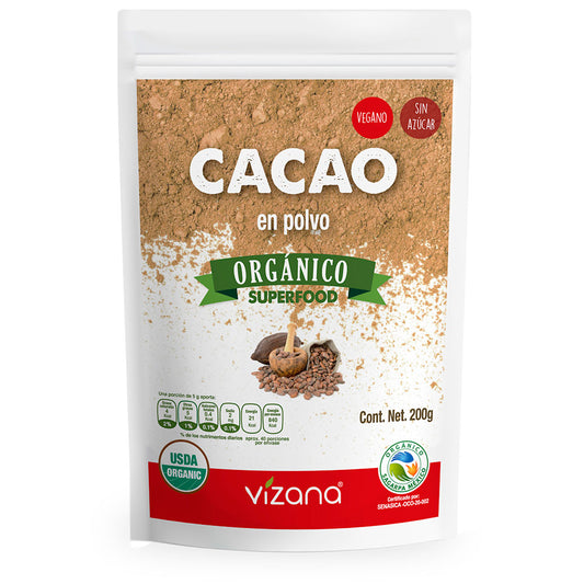 Cacao Orgánico, Polvo, 200 g