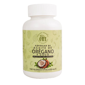 Aceite de Orégano y Aceite de Coco, 100 caps