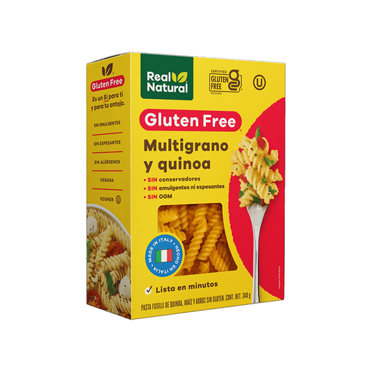 Pasta Fusilli, Multigrano y Quinoa, Sin Gluten, 340 g