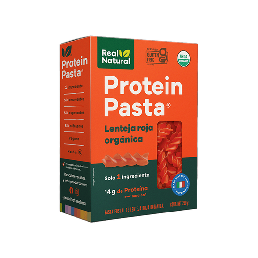 Pasta Fusilli, Lenteja Roja Orgánica, Sin Gluten, 250 g