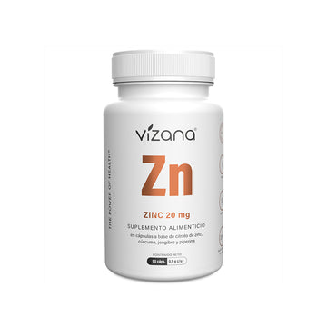Citrato de Zinc, Cúrcuma, Jengibre y Piperina, 90 caps