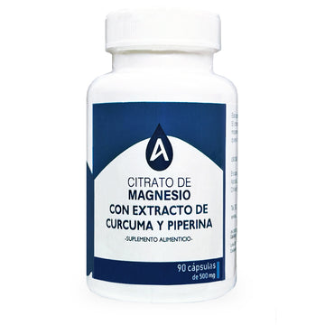 Citrato de Magnesio con Extracto de Cúrcuma y Piperina, 90 caps, 500 mg